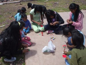 Girls doing the Christmas craft