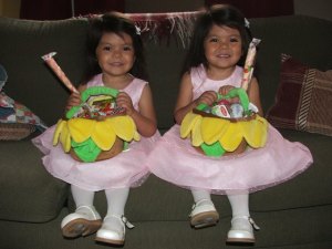 Happy to see candy in their baskets