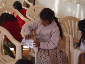 Gleni doing her worksheet