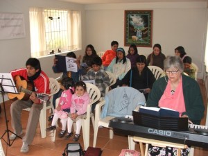 singing (Phyllis playing the keyboard)