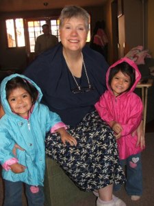 Girls with Grandma and their new jackets