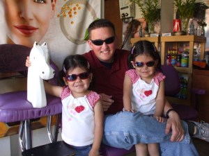 looking cool in our shades at the hair salon